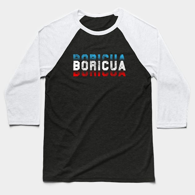 Boricua Flag colors, grunge style. Baseball T-Shirt by Pro Art Creation